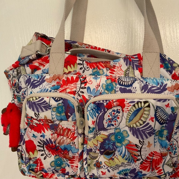 Kipling Floral Shoulder Multi Colored Large Bag Zoe Monkey - Picture 4 of 13